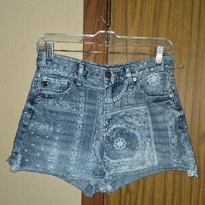 KanCan Blue Patterned Jean Shorts